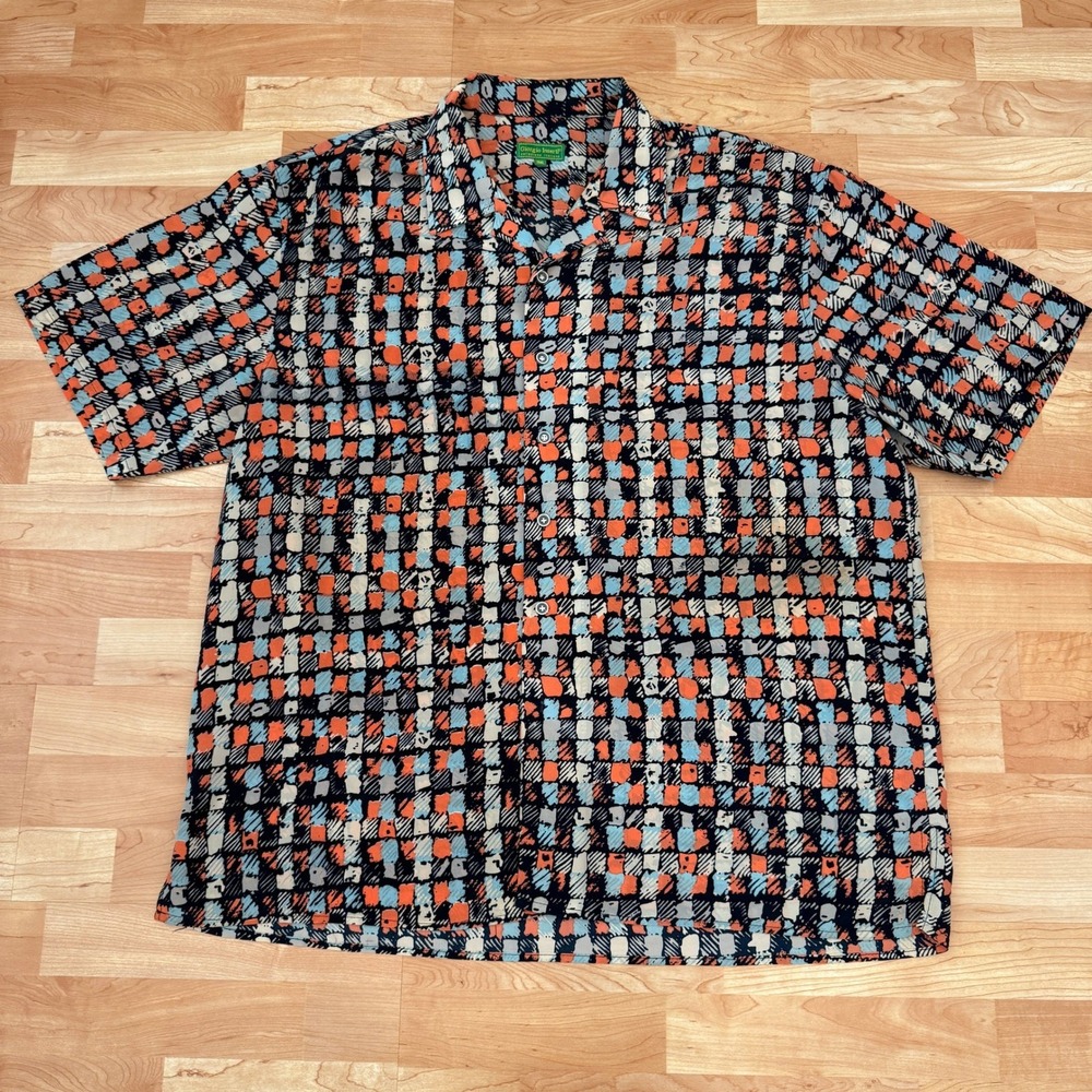Giorgio Inserti Mens 3XL Short Sleeve Button Down Shirt Abstract Geometric Blue - Picture 2 of 8